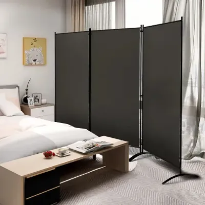 3-panelový rozdělovač místností Skládací látková zástěna na ochranu soukromí 260 x 183 cm šedá