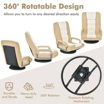 360° otočná židle se 6-polohovým nastavitelným opěradlem Židle béžová