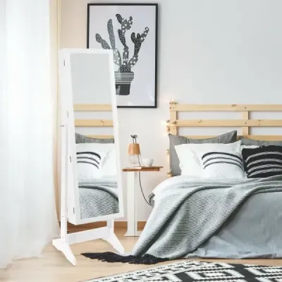 Skříňka na šperky se zrcadlem po celé délce Stojan na šperky 41 x 36,5 x 146 cm Bílá