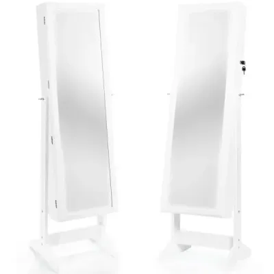 Skříňka na šperky se zrcadlem po celé délce Stojan na šperky 41 x 36,5 x 146 cm Bílá