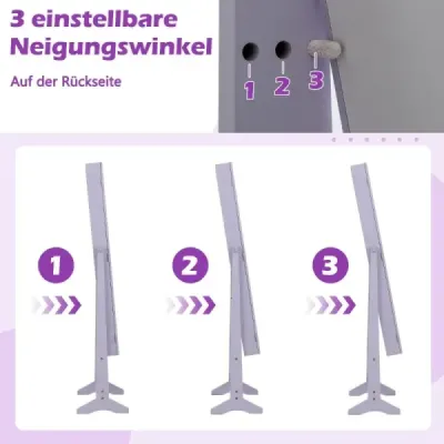 Výklopná skříňka na šperky Stojan na šperky se zrcadlem po celé délce Fialová barva