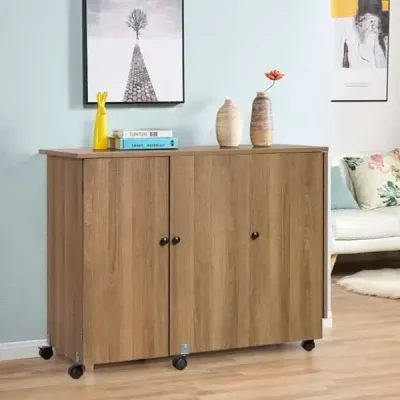Skládací šicí stůl univerzální řemeslnický stůl se širokou pracovní deskou 158 x 50 x 75 cm hnědý