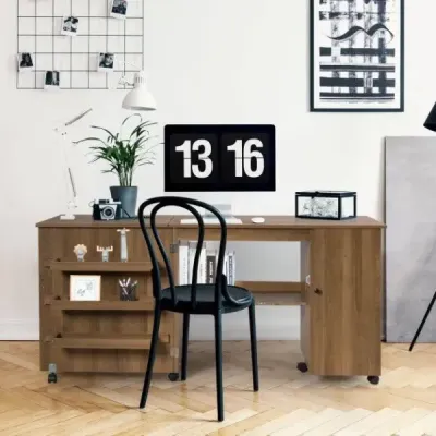 Skládací šicí stůl univerzální řemeslnický stůl se širokou pracovní deskou 158 x 50 x 75 cm hnědý