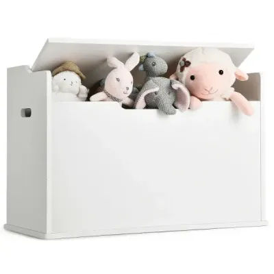 Box na hračky s víkem 2v1 Truhla na hračky s polštářkem Skříňka na hračky 74 x 39 x 52 cm Bílá