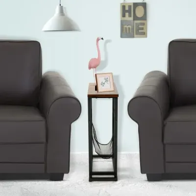 Industrial příruční stolek 2 patrový úzký rozkládací stolek 48 x 18 x 54,5 cm hnědá + černá