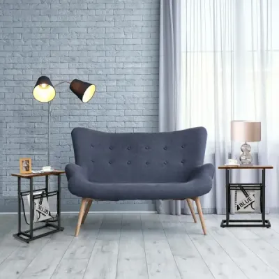 Industrial příruční stolek 2 patrový úzký rozkládací stolek 48 x 18 x 54,5 cm hnědá + černá