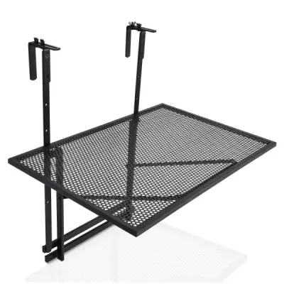 Závěsná železná police s pětistupňovou nastavitelnou výškou 60,5 x 48 x 61,5-82,5 cm černá