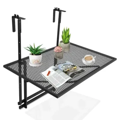 Závěsná železná police s pětistupňovou nastavitelnou výškou 60,5 x 48 x 61,5-82,5 cm černá