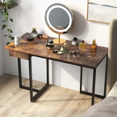 120 cm dlouhý počítačový stůl se zásuvkou a nastavitelnými podložkami Počítačový stůl Rustikální hnědá