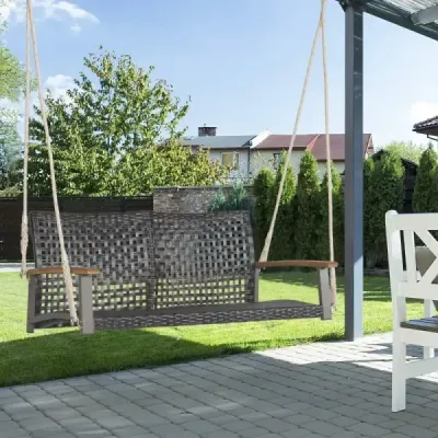 Vnější houpací lavice Závěsná lavice z PE ratanu se 2 lany 131 x 68 x 54 cm