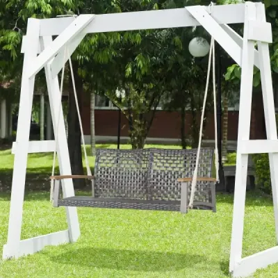 Vnější houpací lavice Závěsná lavice z PE ratanu se 2 lany 131 x 68 x 54 cm