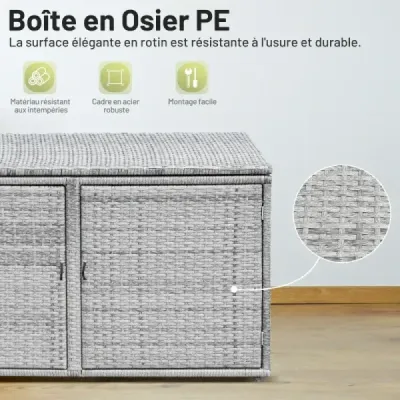 Ratanový box na terasu s kapacitou 335 l 115 x 60 x 65 cm Šedá