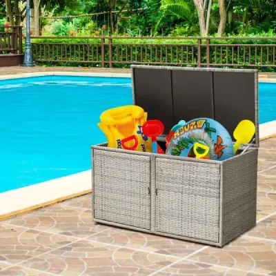 Ratanový box na terasu s kapacitou 335 l 115 x 60 x 65 cm Šedá