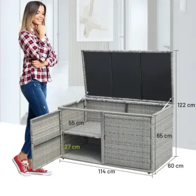 Ratanový box na terasu s kapacitou 335 l 115 x 60 x 65 cm Šedá