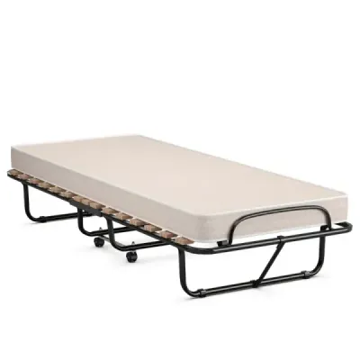 Přenosná postel pro hosty na kolečkách s matrací z paměťové pěny 80 x 190 x 33 cm Světle béžová vyrobeno v Itálii