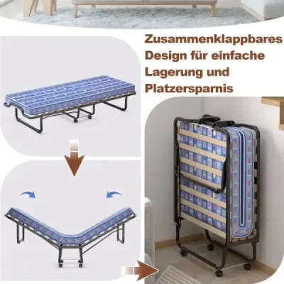 80 x 200 cm rozkládací postel pro hosty skládací rozkládací postel s matrací z paměťové pěny modrá
