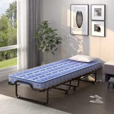 80 x 200 cm rozkládací postel pro hosty skládací rozkládací postel s matrací z paměťové pěny modrá