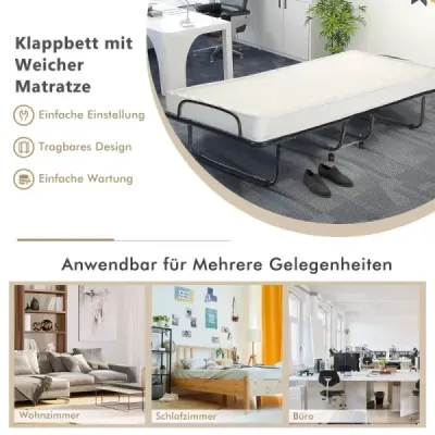 Skládací postel na kolečkách s matrací pro dospělé 190 x 80 x 39 cm vyrobeno v Itálii Původ: Itálie