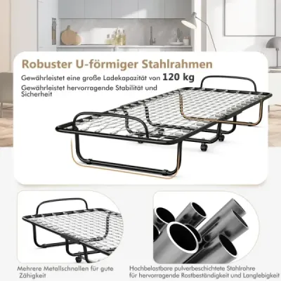 Skládací postel na kolečkách s matrací pro dospělé 190 x 80 x 39 cm vyrobeno v Itálii Původ: Itálie