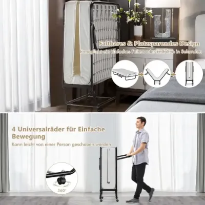Skládací postel na kolečkách s matrací pro dospělé 190 x 80 x 39 cm vyrobeno v Itálii Původ: Itálie