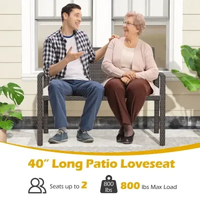 Polyratanová zahradní lavice s polštářem na sezení Odolná proti povětrnostním vlivům s nosností až 360 kg Béžová
