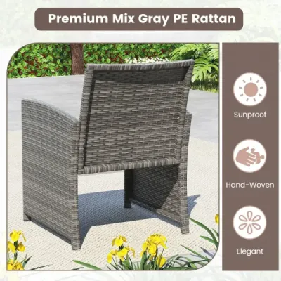 4dílná sada zahradního nábytku, sada pro posezení včetně ratanové židle Loveseat a stolu, sada balkonového nábytku, béžová