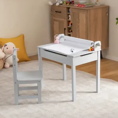 Dětský stůl se senzorickým prostíráním židle pro děti šedá