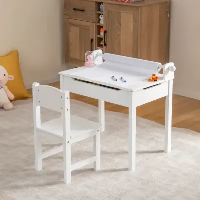 Dětský stolek se židlí Senzorická stolní souprava pro děti Bílá