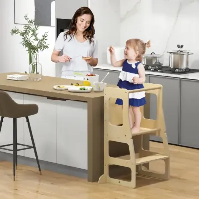 Dětská věž na učení 3 v 1 Skládací stolička a tabule a dětský stolek od 1 roku Stojící věž v přírodě