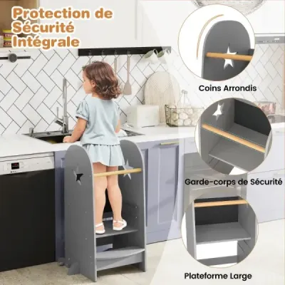 Dětská učíci viež 3 v 1 s nastavitelnou výškou a nosností 90 kg šedá