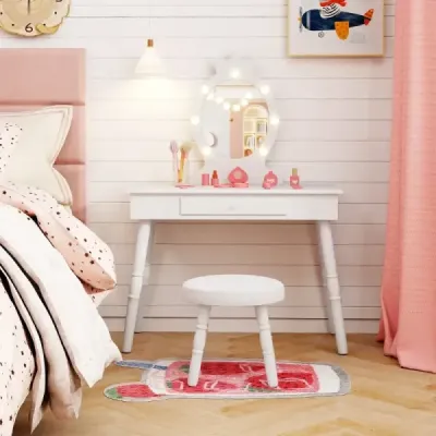 Dětský toaletní stolek s osvětlením 2v1 Princess toaletní stolek s odnímatelným zrcadlem bílý