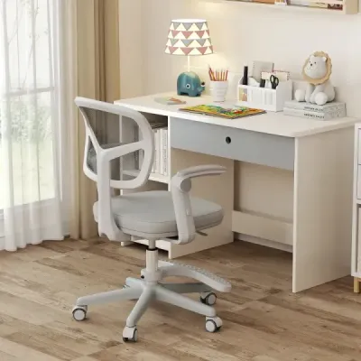 Dětská židle k psacímu stolu s nastavitelnou výškou sedáku 41-52 cm Dětská otočná židle s kolečky Šedá