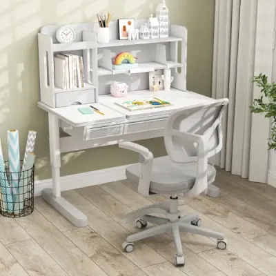 Dětská židle k psacímu stolu s nastavitelnou výškou sedáku 41-52 cm Dětská otočná židle s kolečky Šedá