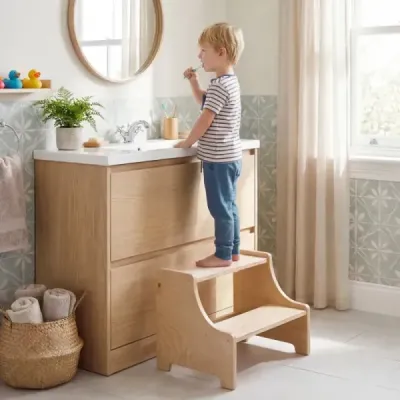 Skládací výuková věž 3 v 1 – montessori výuková židle s křídovou tabulí, ochranou proti převrácení a odnímatelnou bezpečnostní sítí