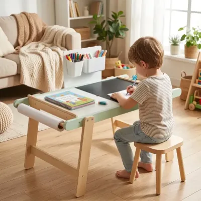 Dětský senzorický stůl s oboustrannou deskou a 3 skládacími úložnými boxy