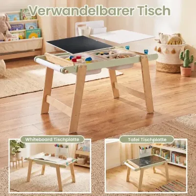 Dětský senzorický stůl s oboustrannou deskou a 3 skládacími úložnými boxy