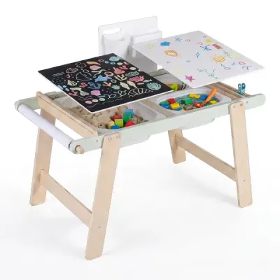 Dětský senzorický stůl s oboustrannou deskou a 3 skládacími úložnými boxy