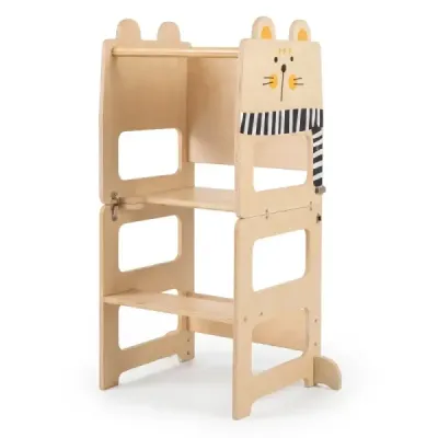Skládací dřevěná vzdělávací věž 3 v 1, nosnost do 50 kg, pro děti od 18 měsíců, 63 x 39 x 93,5 cm, přírodní