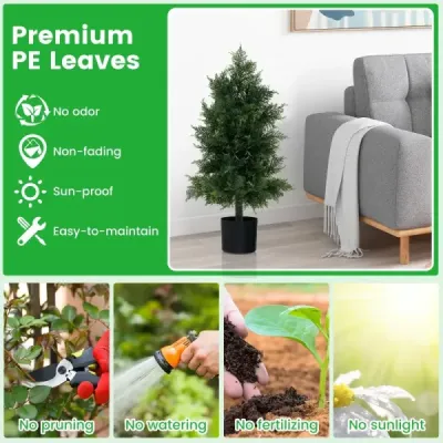Umělý cedr Topiary strom s hrnky a listy odolnými vůči slunci Borovice