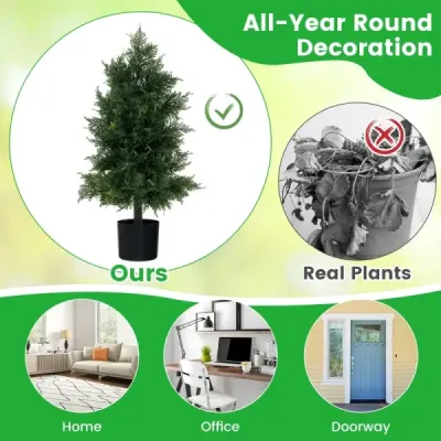 Umělý cedr Topiary strom s hrnky a listy odolnými vůči slunci Borovice