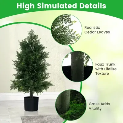Umělý cedr Topiary strom s hrnky a listy odolnými vůči slunci Borovice