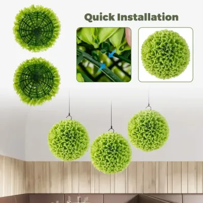 2 koule ze zimostrázu UV odolné dekorativní koule topiary umělá rostlina dekorativní rostlina Ø28 cm zelená