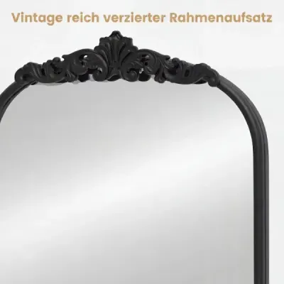 Nástěnné zrcadlo, zlaté, tradiční vintage barokní zrcadlo, starožitné klenuté zrcadlo, 90 cm x 61 cm, černé