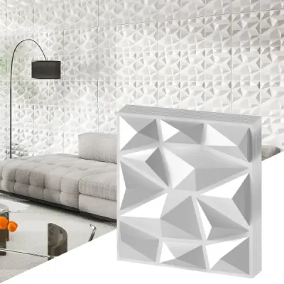 50 kusů 3D nástěnných panelů diamant 30 x 30 cm nástěnné obklady nástěnné dekorace bílé 4,5m²