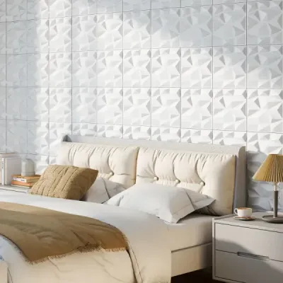 50 kusů 3D nástěnných panelů diamant 30 x 30 cm nástěnné obklady nástěnné dekorace bílé 4,5m²