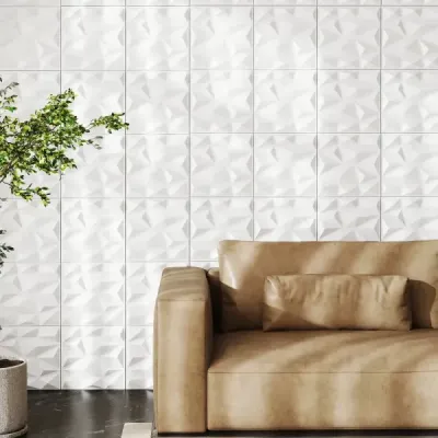 50 kusů 3D nástěnných panelů diamant 30 x 30 cm nástěnné obklady nástěnné dekorace bílé 4,5m²