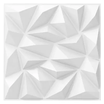 40 kusů 3D nástěnných panelů diamant 50 x 50 cm nástěnné obklady dekorace na zeď bílá 10m²