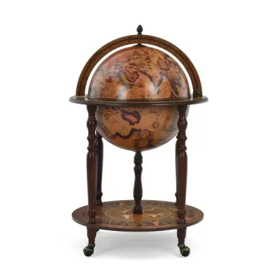 Globe bar Barová skříňka Barový vozík s kolečky a víkem Stojan na víno Vinotéka ? 60,5 x 95,5 cm Hnědá