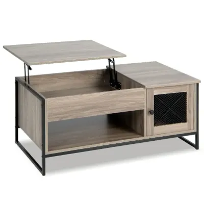 Couchtisch mit Hubplatte Mitteltisch mit Pneumatischer Hebevorrichtung 106 x 55 x 44,5 cm Grau