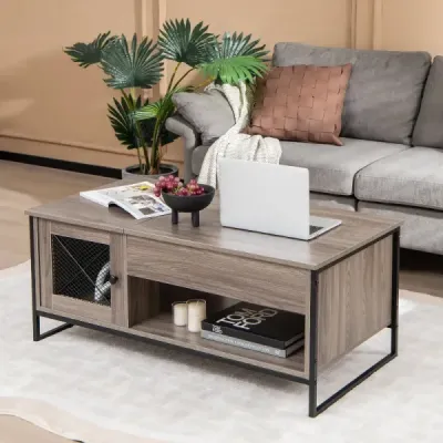 Couchtisch mit Hubplatte Mitteltisch mit Pneumatischer Hebevorrichtung 106 x 55 x 44,5 cm Grau